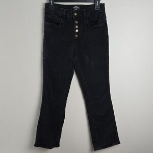 Zara Into The Classics Black High Rise Button Fly Slim Flare Jeans Womens 6‎